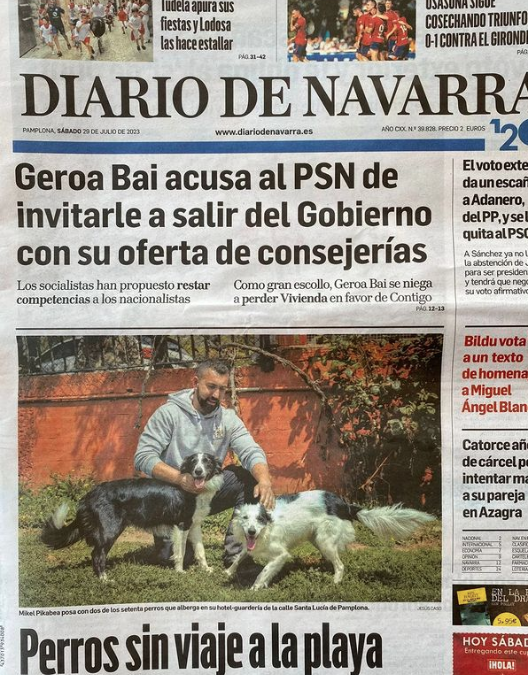 Un año más tenemos el privilegio de salir en la portada del Diario de Navarra